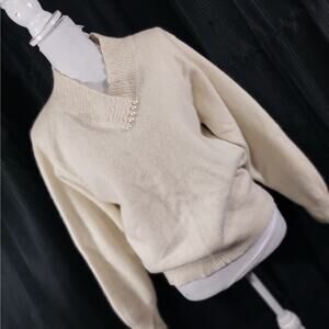 SHERIDAN SQUARE! ANGORA & LAMBSWOOL BLEND SOFT, CREAM PEARLED SWEATER! SZ 18W